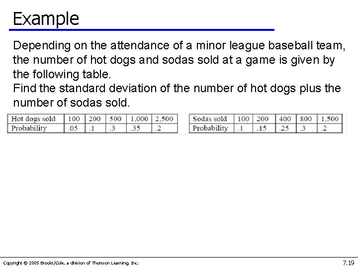 Example Depending on the attendance of a minor league baseball team, the number of