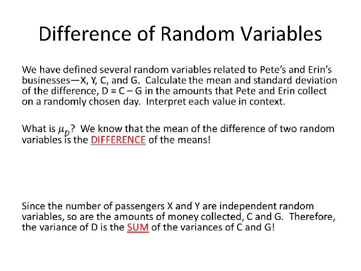 Difference of Random Variables • 