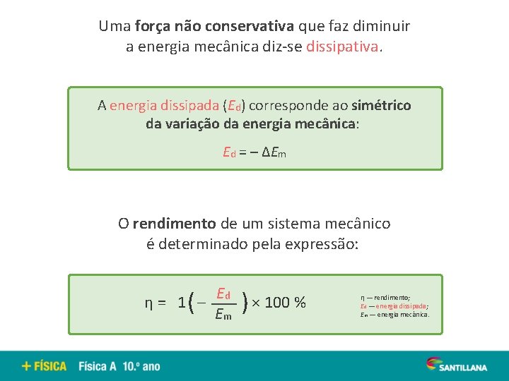 Uma força não conservativa que faz diminuir a energia mecânica diz-se dissipativa. A energia