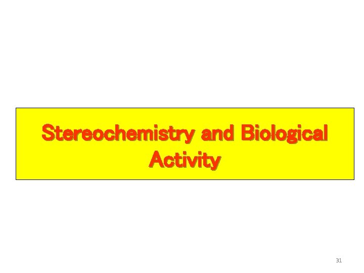 Stereochemistry and Biological Activity 31 