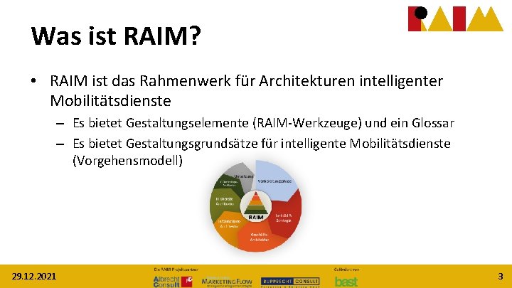 Was ist RAIM? • RAIM ist das Rahmenwerk für Architekturen intelligenter Mobilitätsdienste – Es