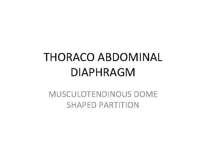 THORACO ABDOMINAL DIAPHRAGM MUSCULOTENDINOUS DOME SHAPED PARTITION 