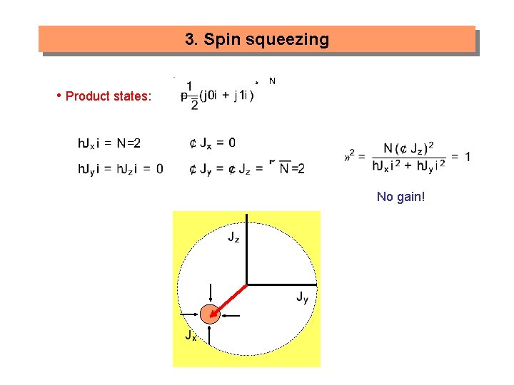 3. Spin squeezing • Product states: No gain! 