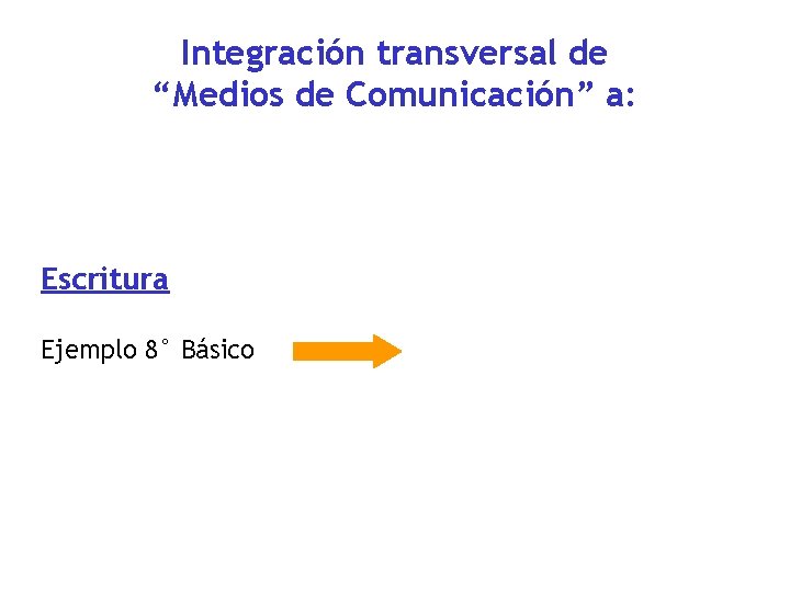 Integración transversal de “Medios de Comunicación” a: Escritura Ejemplo 8° Básico 