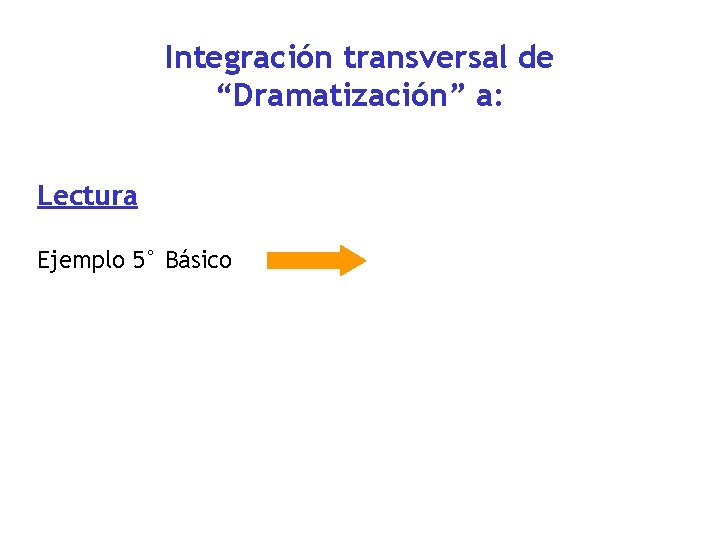 Integración transversal de “Dramatización” a: Lectura Ejemplo 5° Básico 