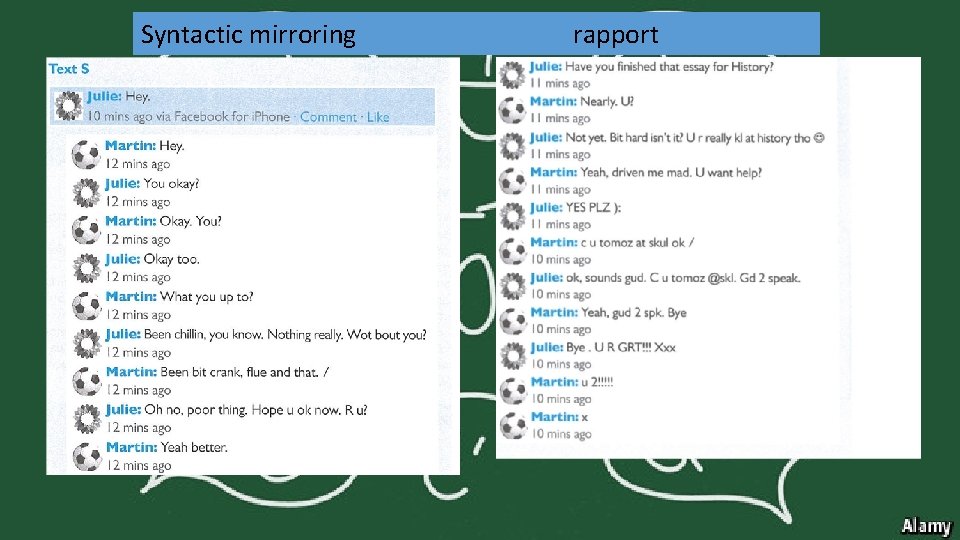 Syntactic mirroring rapport 