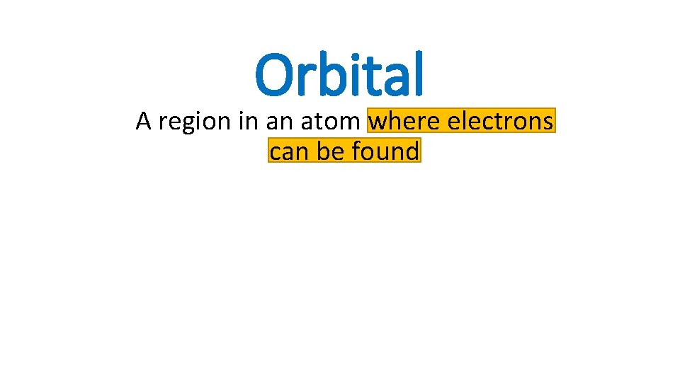 Orbital A region in an atom where electrons can be found 
