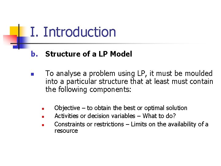 Linear Programming Transportation Networks CIVE 744 Objective n