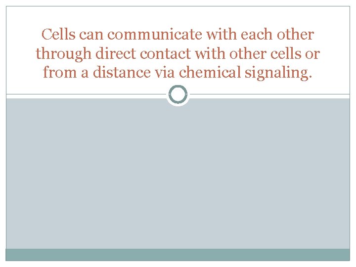 Cells can communicate with each other through direct contact with other cells or from