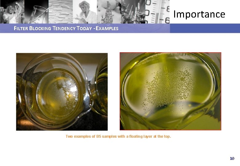 Importance FILTER BLOCKING TENDENCY TODAY - EXAMPLES Two examples of B 5 samples with