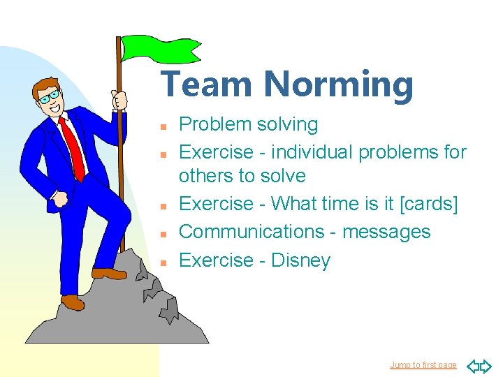 Team Norming n n n Problem solving Exercise - individual problems for others to