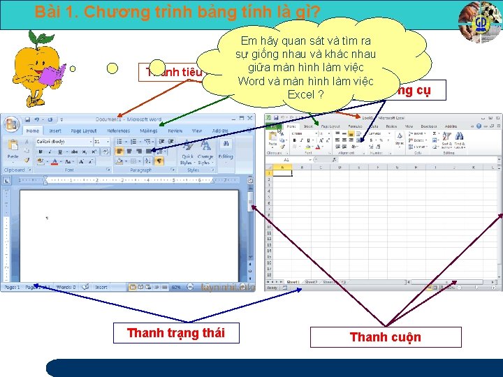 Bài 1. Chương trình bảng tính là gì? Thanh tiêu đề Thanh trạng thái