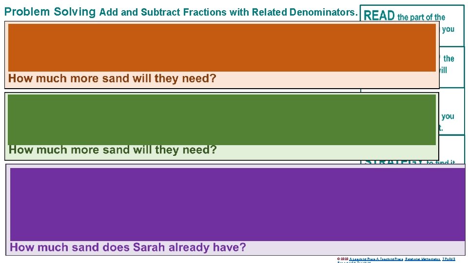 Problem Solving Add and Subtract Fractions with Related Denominators. © 2020 A Learning Place