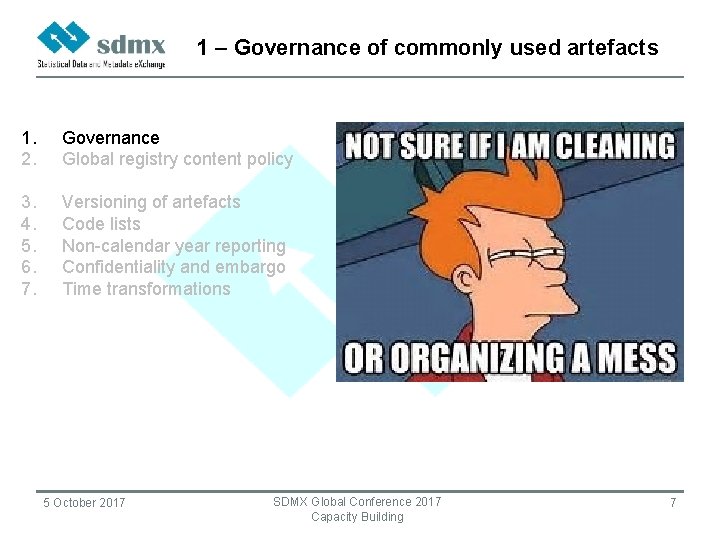 1 – Governance of commonly used artefacts 1. 2. Governance Global registry content policy