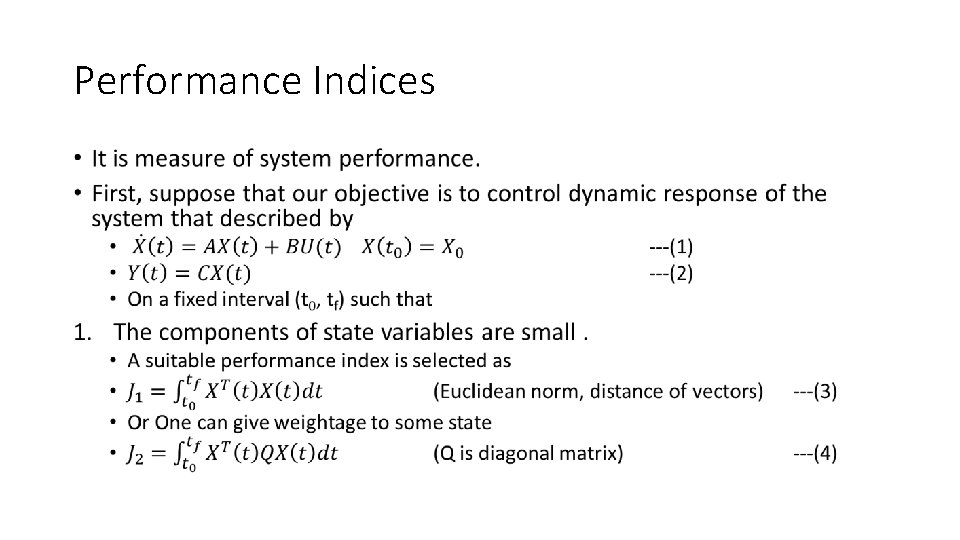 Performance Indices • 