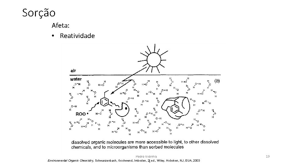 Sorção Afeta: • Reatividade Pedro Vidinha Environmental Organic Chemistry, Schwarzenbach, Gschwend, Imboden, 2 a