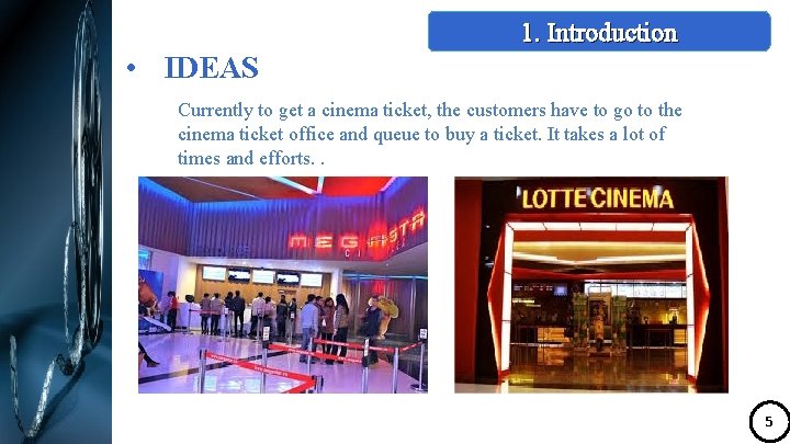 1. Introduction • IDEAS Currently to get a cinema ticket, the customers have to