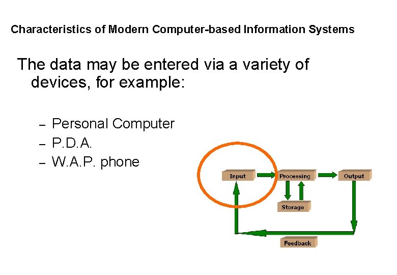 Characteristics of Modern Computer-based Information Systems The data may be entered via a variety