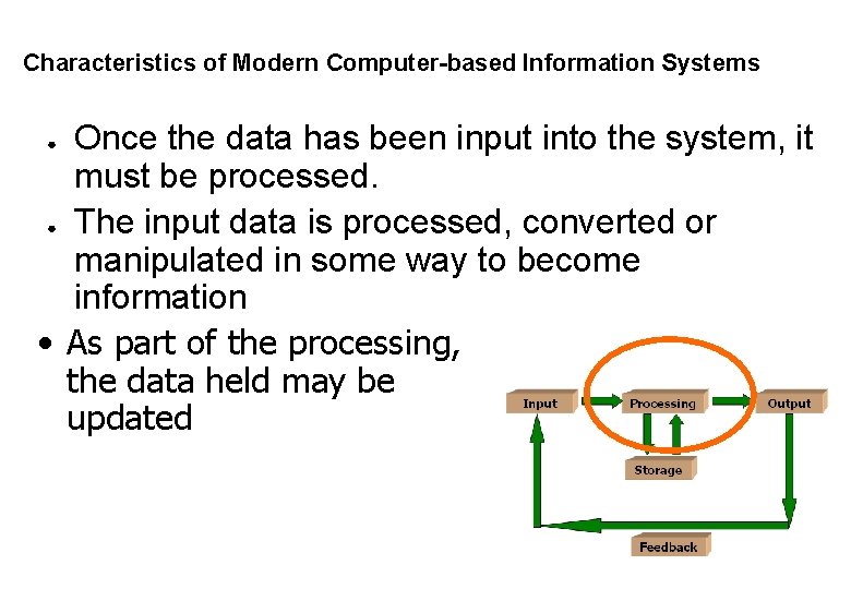 Characteristics of Modern Computer-based Information Systems Once the data has been input into the