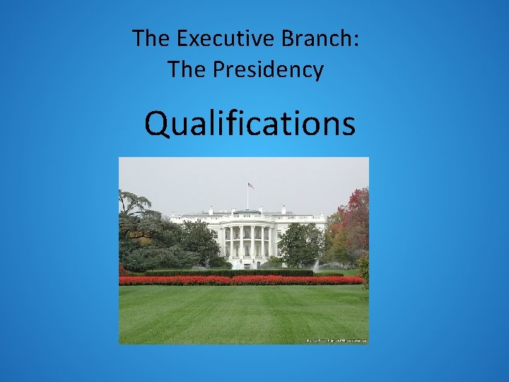 The Executive Branch: The Presidency Qualifications 