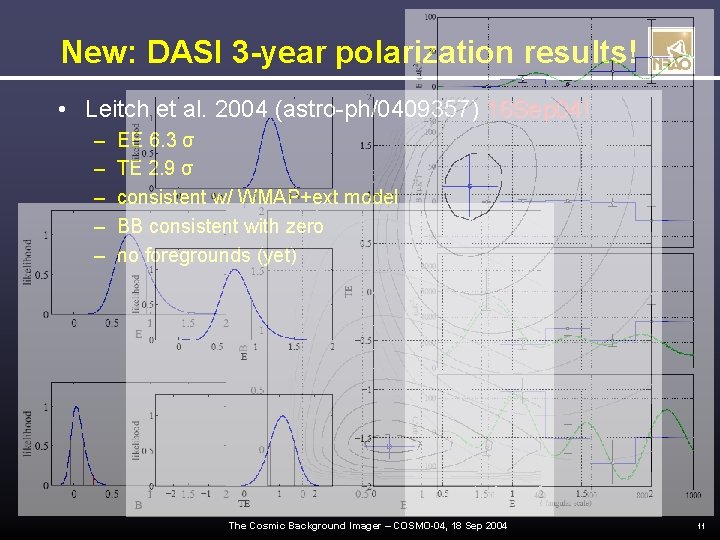 New: DASI 3 -year polarization results! • Leitch et al. 2004 (astro-ph/0409357) 16 Sep