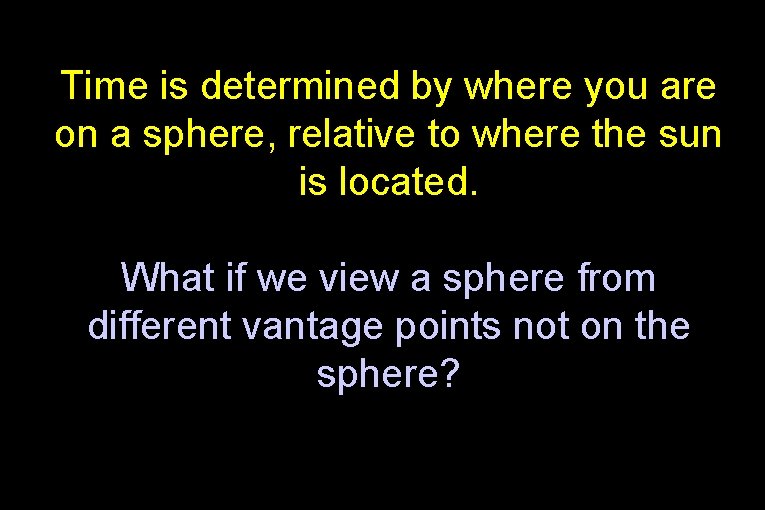 Time is determined by where you are on a sphere, relative to where the