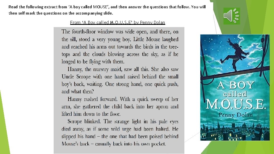 Read the following extract from ‘A boy called MOUSE’, and then answer the questions