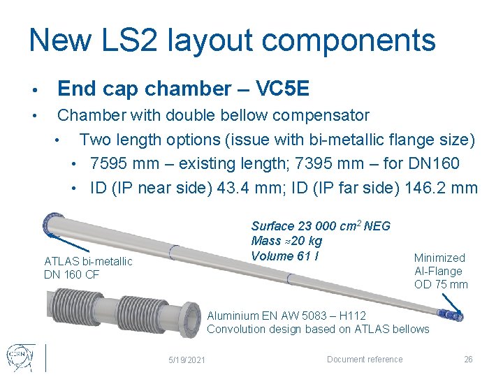 New LS 2 layout components • End cap chamber – VC 5 E •