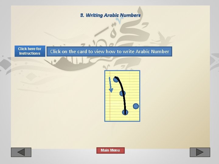 3. Writing Arabic Numbers Click here for Instructions Click on the card to view 3. Writing Arabic Numbers Click here for Instructions Click on the card to view