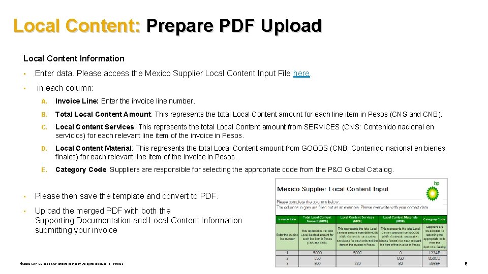 Local Content: Prepare PDF Upload Local Content Information • • Enter data. Please access