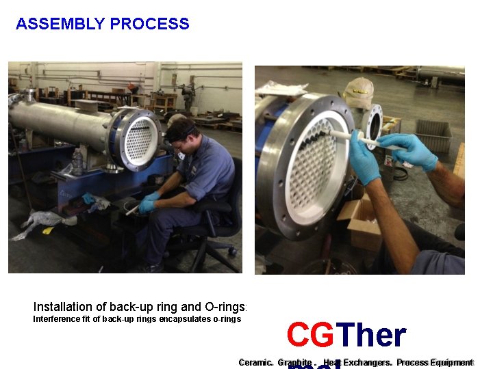 ASSEMBLY PROCESS Installation of back-up ring and O-rings: Interference fit of back-up rings encapsulates