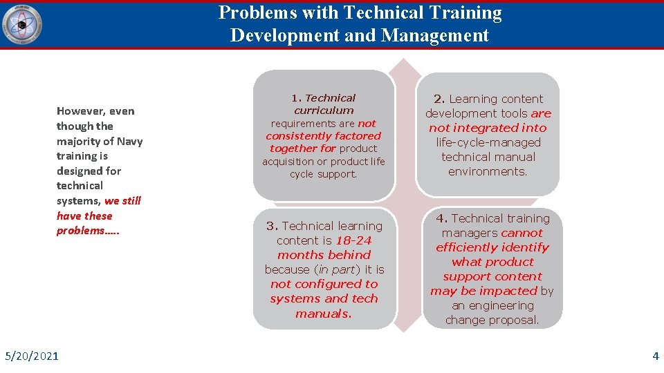 Problems with Technical Training Development and Management However, even though the majority of Navy