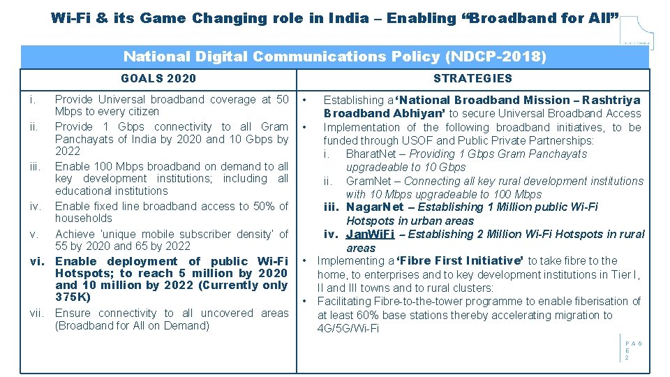 Wi-Fi & its Game Changing role in India – Enabling “Broadband for All” National
