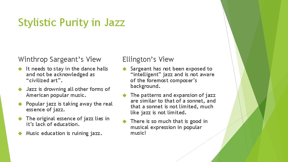 Stylistic Purity in Jazz Winthrop Sargeant’s View It needs to stay in the dance