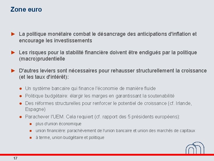 Zone euro ► La politique monétaire combat le désancrage des anticipations d'inflation et encourage