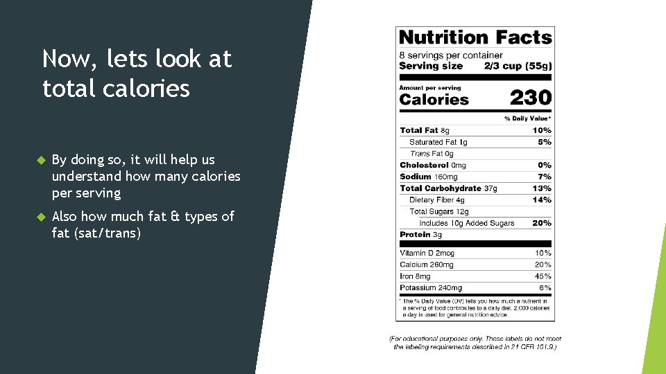 Now, lets look at total calories By doing so, it will help us understand