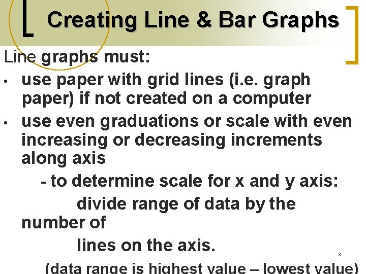 Creating Line & Bar Graphs Line graphs must: • use paper with grid lines Creating Line & Bar Graphs Line graphs must: • use paper with grid lines