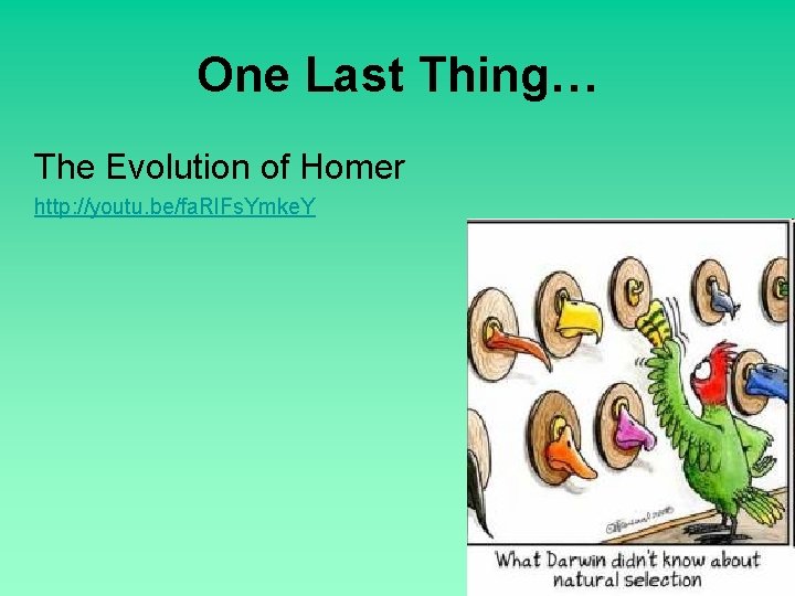 One Last Thing… The Evolution of Homer http: //youtu. be/fa. Rl. Fs. Ymke. Y