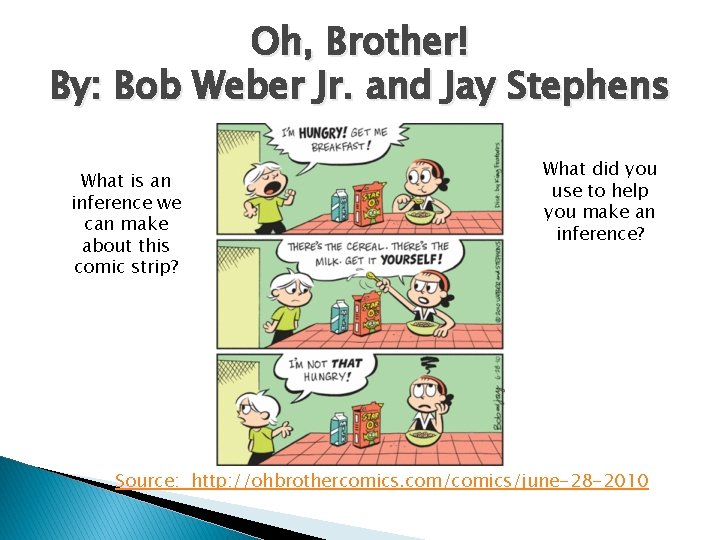 Oh, Brother! By: Bob Weber Jr. and Jay Stephens What is an inference we