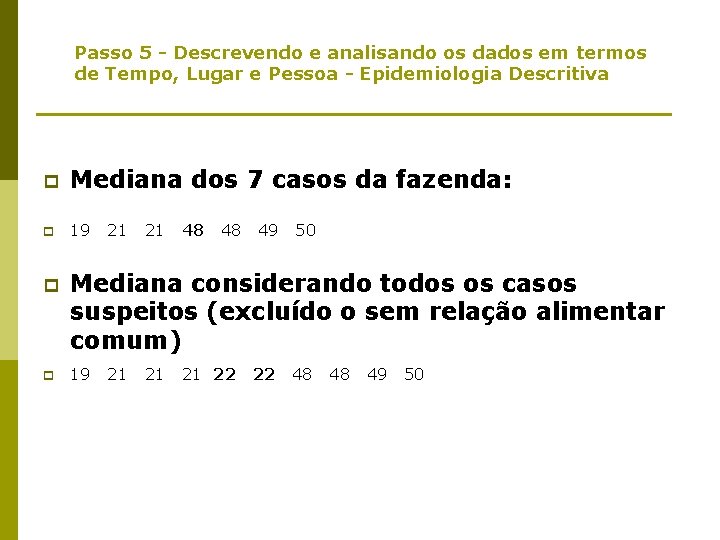 Passo 5 - Descrevendo e analisando os dados em termos de Tempo, Lugar e