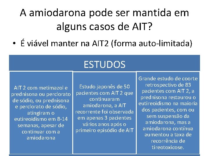 A amiodarona pode ser mantida em alguns casos de AIT? • É viável manter