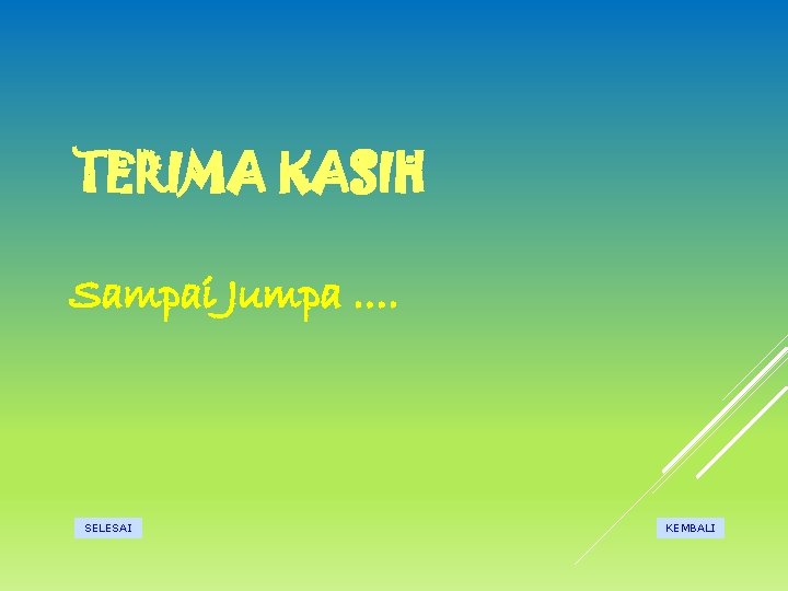 TERIMA KASIH Sampai Jumpa …. SELESAI KEMBALI 