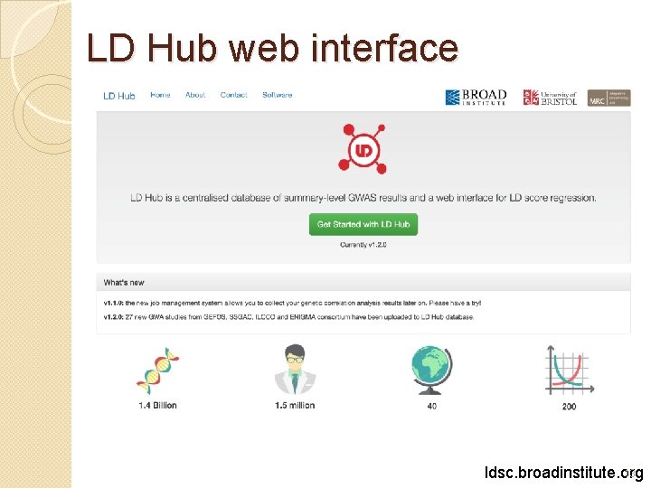 LD Hub web interface 13 ldsc. broadinstitute. org 