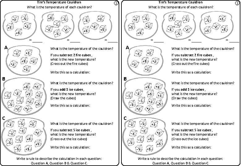 Tim’s Temperature Cauldron What is the temperature of each cauldron? = ____ A B