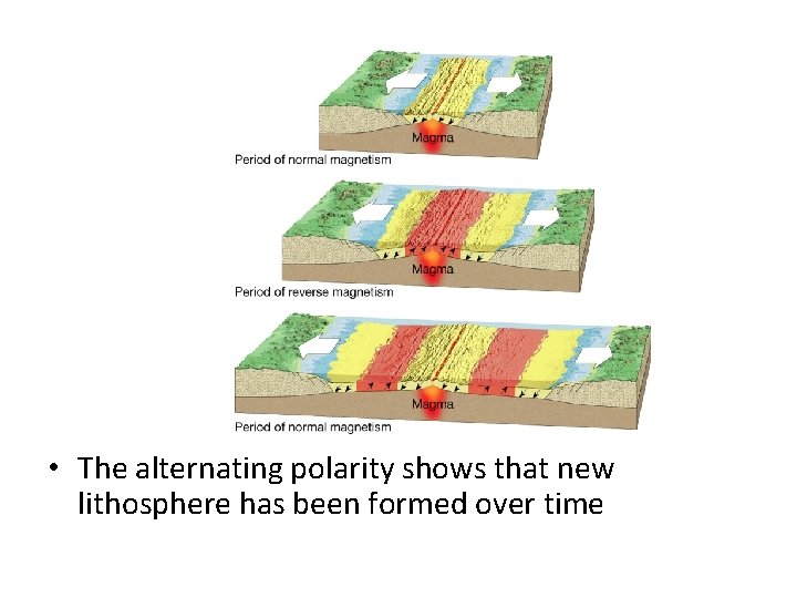  • The alternating polarity shows that new lithosphere has been formed over time