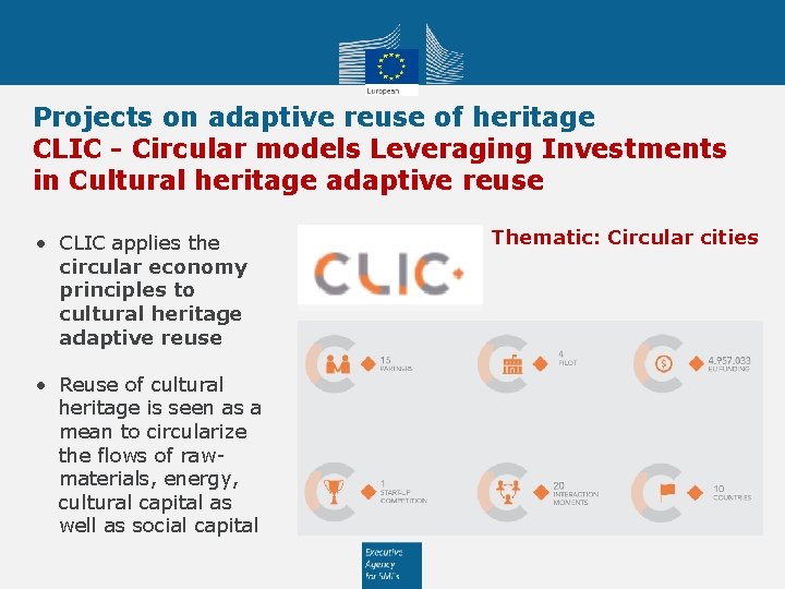 Projects on adaptive reuse of heritage CLIC - Circular models Leveraging Investments in Cultural