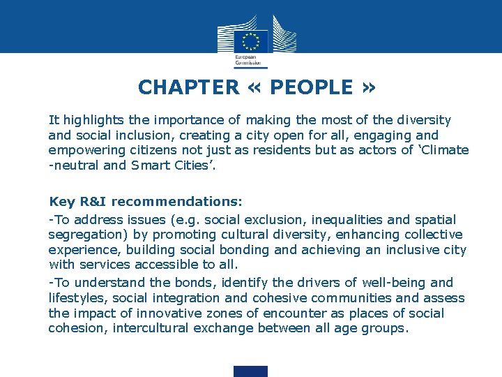 CHAPTER « PEOPLE » • It highlights the importance of making the most of