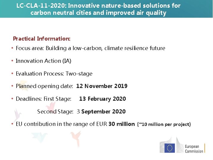 LC-CLA-11 -2020: Innovative nature-based solutions for carbon neutral cities and improved air quality Practical