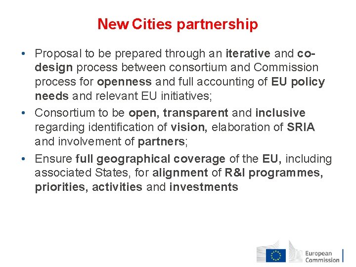 New Cities partnership • Proposal to be prepared through an iterative and codesign process