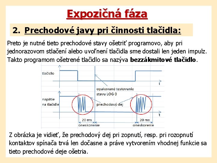 Expozičná fáza 2. Prechodové javy pri činnosti tlačidla: Preto je nutné tieto prechodové stavy